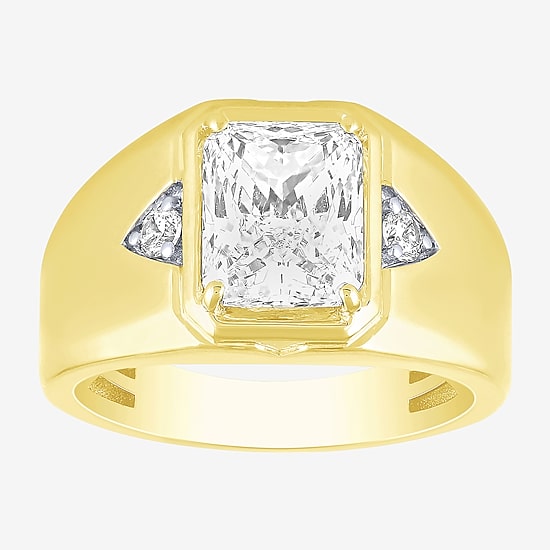 (F / Vs2) Mens 3 1/6 Ct. T.W. Lab Grown White Diamond 10K Gold Rectangular Engagement Ring