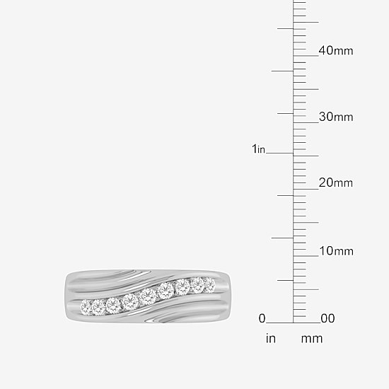 (F / Vs2) Mens 24MM 1/2 CT. T.W. Lab Grown White Diamond 10K Gold Round Wedding Band