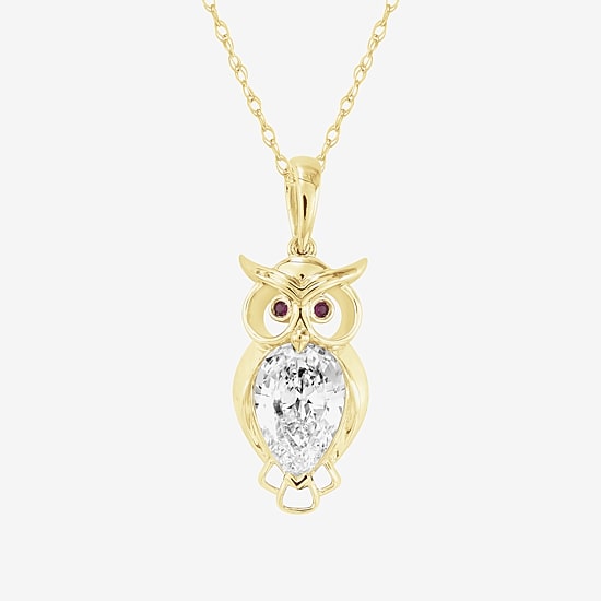 Owl (F / Si2) Womens 1 CT. T.W. Lab Grown White Diamond 14K Gold Over Silver 18 Inch Pendant Necklace
