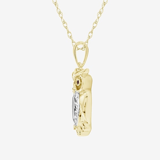 Owl (F / Si2) Womens 1 CT. T.W. Lab Grown White Diamond 14K Gold Over Silver 18 Inch Pendant Necklace
