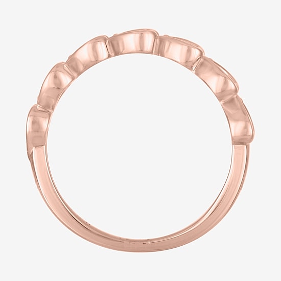 (G-H / Si2-I1) Womens 1/10 CT. T.W. Lab Grown White Diamond 14K Rose Gold Over Silver Heart Band