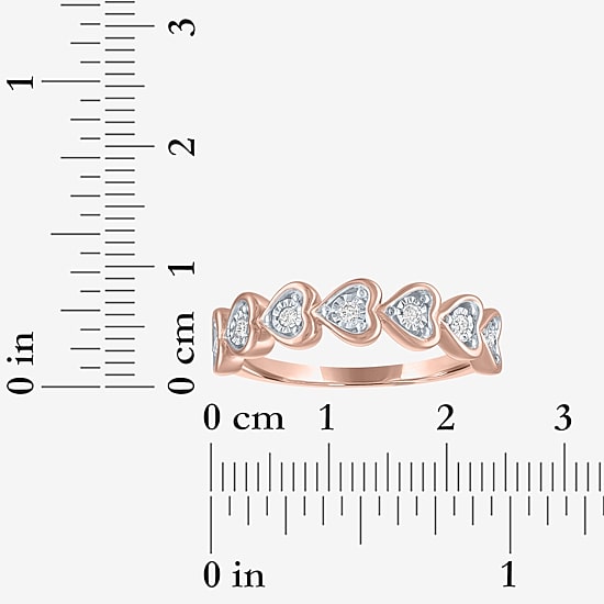 (G-H / Si2-I1) Womens 1/10 CT. T.W. Lab Grown White Diamond 14K Rose Gold Over Silver Heart Band