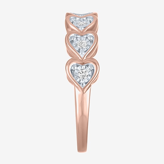 (G-H / Si2-I1) Womens 1/10 CT. T.W. Lab Grown White Diamond 14K Rose Gold Over Silver Heart Band