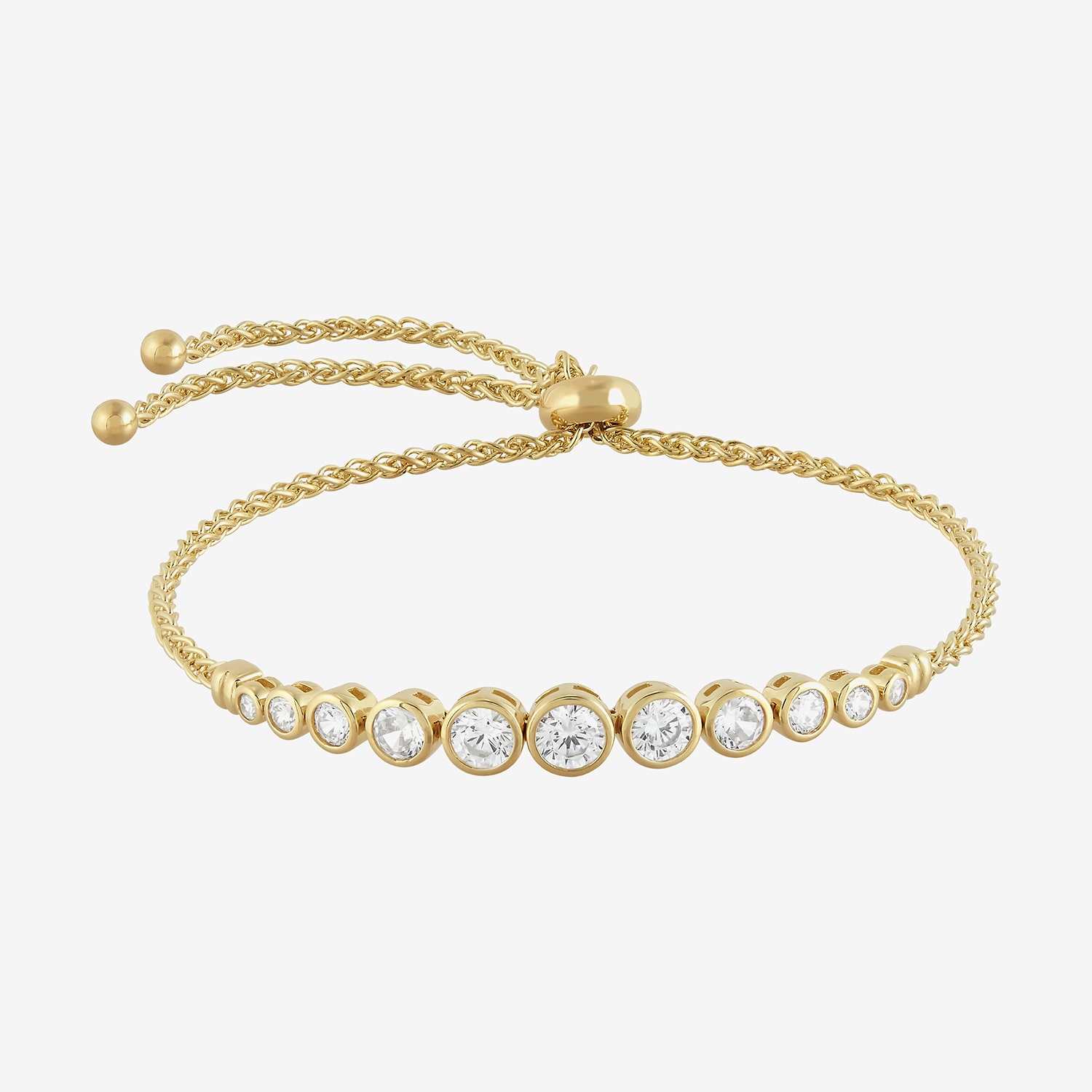 Limited Quantities! Womens White Cubic Zirconia 14K Gold Over Silver Bolo Bracelet