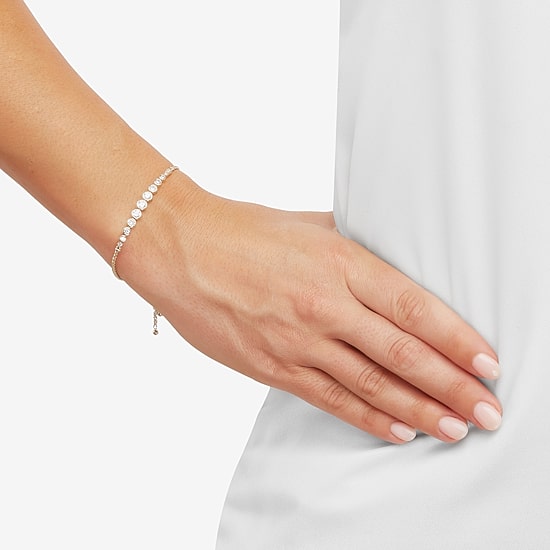 Limited Quantities! Womens White Cubic Zirconia 14K Gold Over Silver Bolo Bracelet
