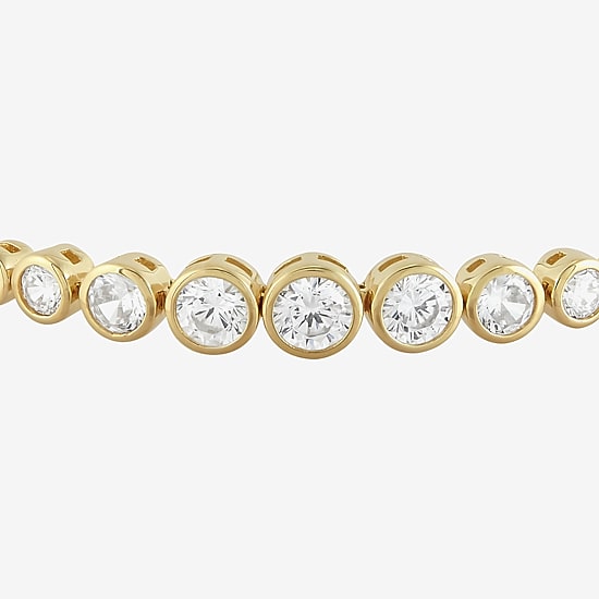 Limited Quantities! Womens White Cubic Zirconia 14K Gold Over Silver Bolo Bracelet