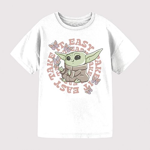 Little & Big Kid Girls Crew Neck Short Sleeve Regular Fit Star Wars Graphic T-Shirt, Medium (10-12), White