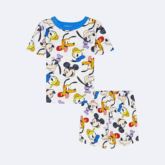 Disney Collection Toddler Boys Mickey Mouse Crew Neck Short Sleeve 2-pc. Pajama Set
