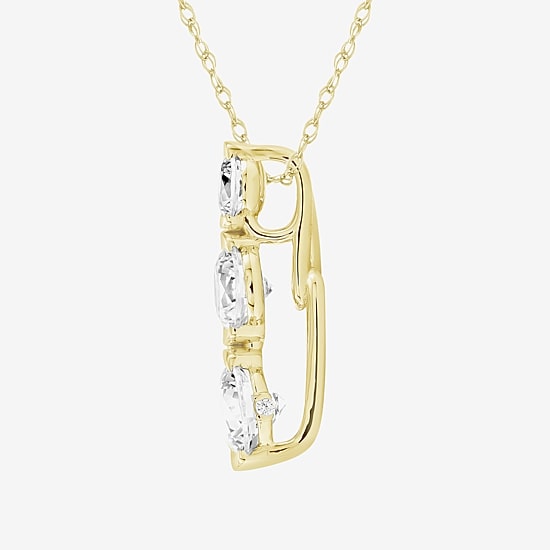 (F / Si2) Womens 1 1/2 CT. T.W. Lab Grown White Diamond 10K Gold 18 Inch Pendant Necklace