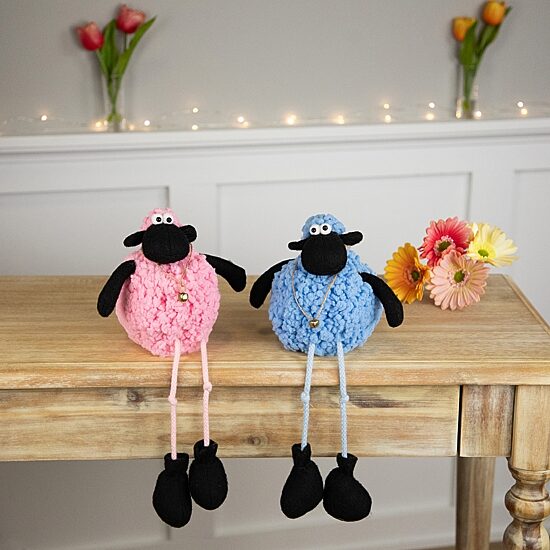 Northlight 13" Boy And Girl Plush Lamb Sitting Easter Figurine