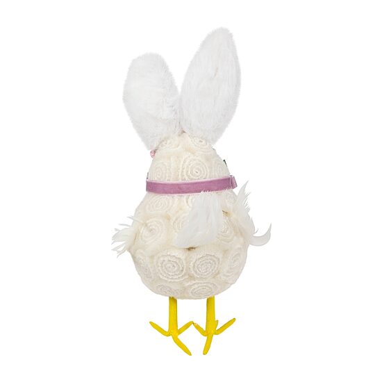 Northlight 9" Floral Chick With Polka Dot Faux Fur Rabbit Ears Easter Figurine
