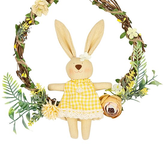 Northlight 10" Bunny With Flowers Artificial Twig Wreath