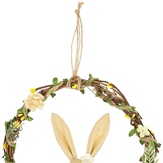 Northlight 10" Bunny With Flowers Artificial Twig Wreath