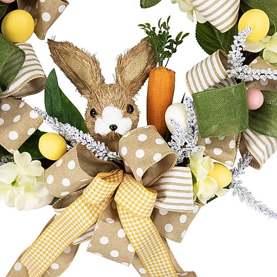 Northlight 22" Bunny And Bows Floral Unlit Wreath