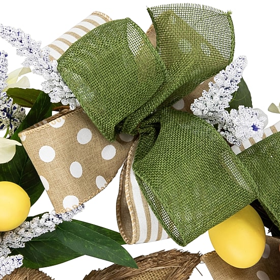 Northlight 22" Bunny And Bows Floral Unlit Wreath