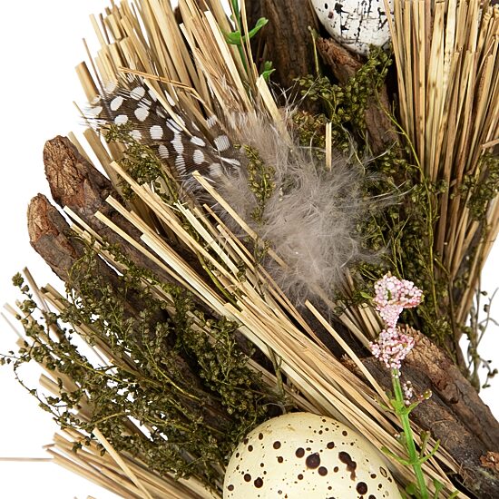 Northlight 14" Speckled Eggs And Feathers Artificial Wreath