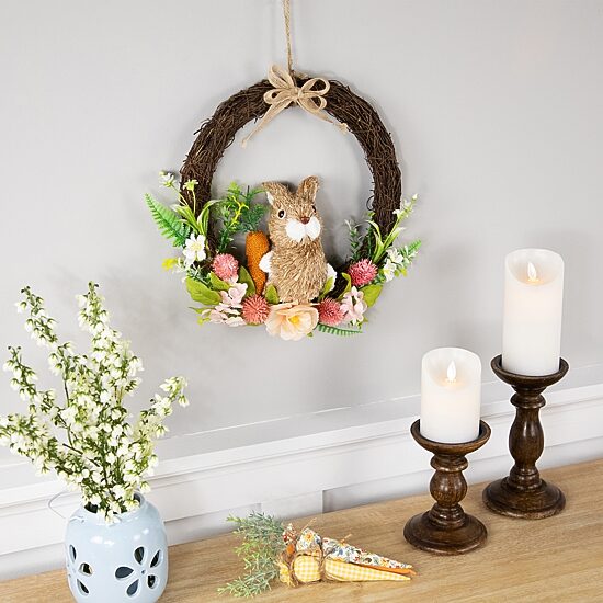 Northlight 12" Floral Grapevine Spring With Rabbit Wreath