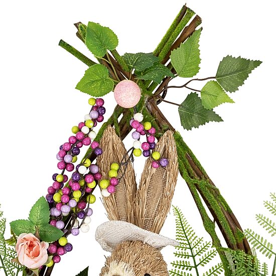 Northlight 22" Flower Bunny Moss Vines Unlit Wreath