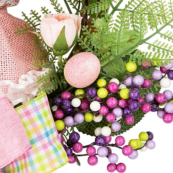 Northlight 22" Flower Bunny Moss Vines Unlit Wreath