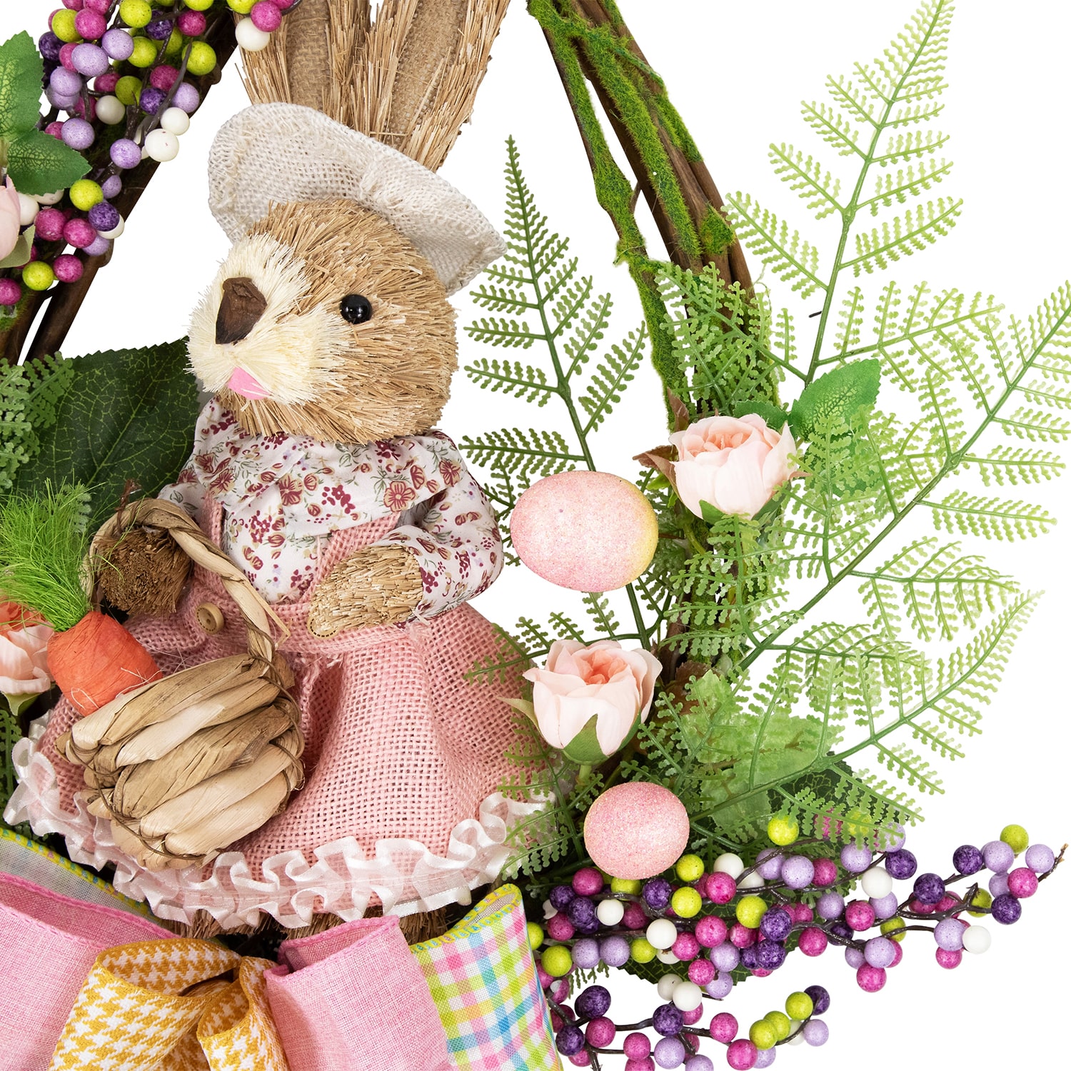 Northlight 22" Flower Bunny Moss Vines Unlit Wreath