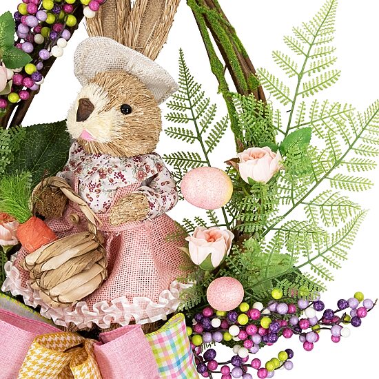 Northlight 22" Flower Bunny Moss Vines Unlit Wreath