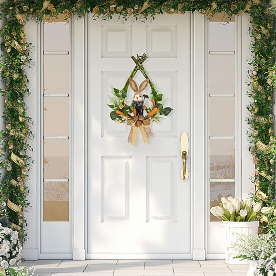 Northlight 22" Farmer Bunny Moss Vines Unlit Wreath