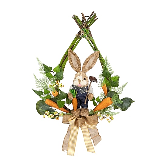 Northlight 22" Farmer Bunny Moss Vines Unlit Wreath