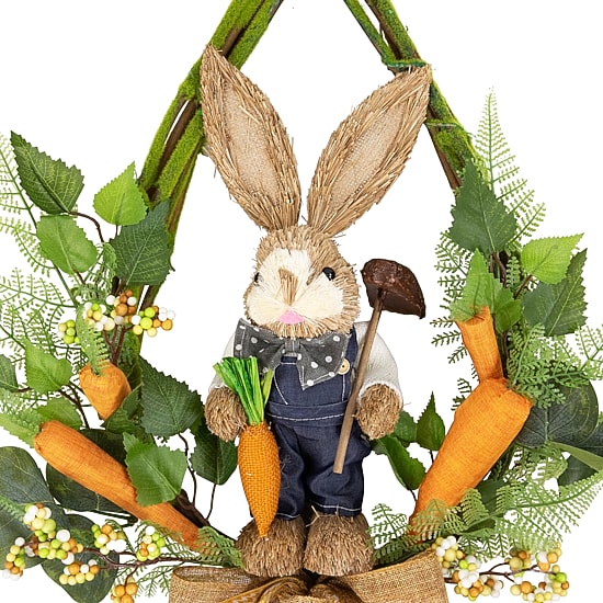 Northlight 22" Farmer Bunny Moss Vines Unlit Wreath