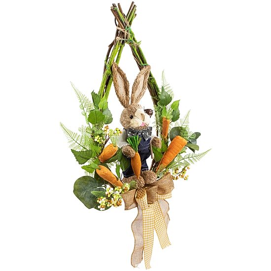 Northlight 22" Farmer Bunny Moss Vines Unlit Wreath