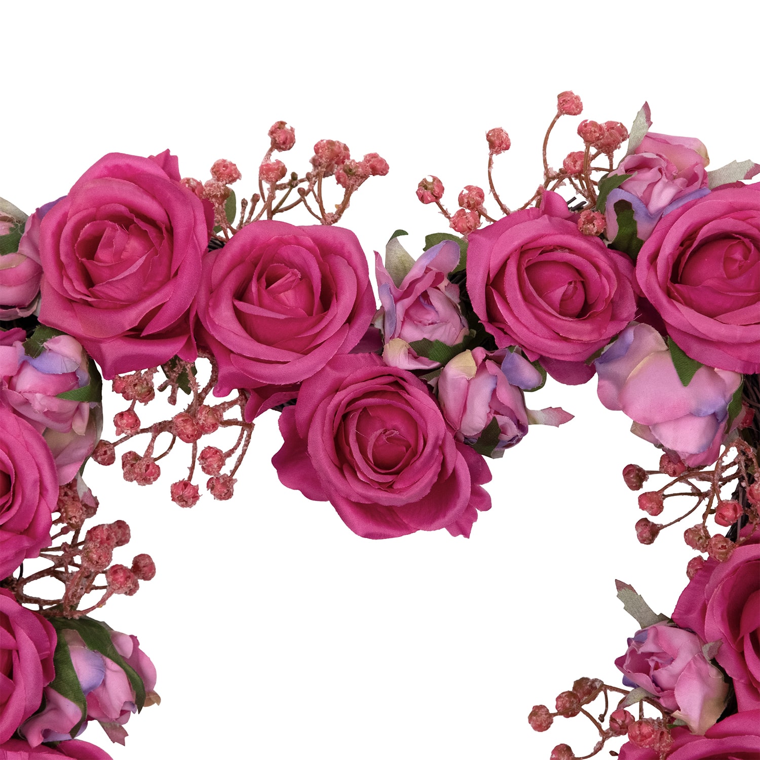 Northlight 16" Blooming Rose Buds Artificial Heart Shaped Wreath