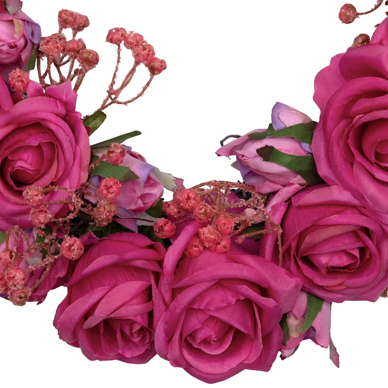 Northlight 16" Blooming Rose Buds Artificial Heart Shaped Wreath