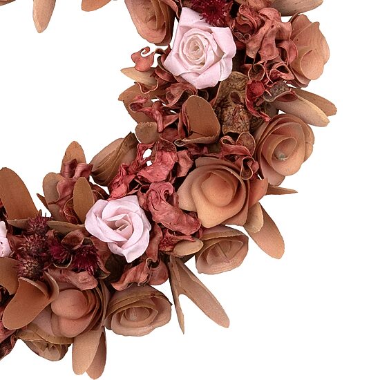 Northlight 12" Silk Roses And Wooden Flowers Artificial Unlit Wreath