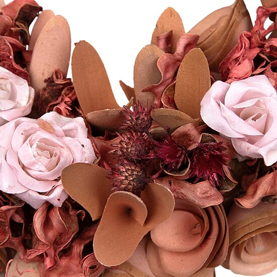 Northlight 12" Silk Roses And Wooden Flowers Artificial Unlit Wreath