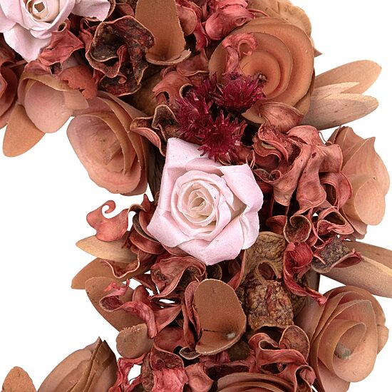 Northlight 12" Silk Roses And Wooden Flowers Artificial Unlit Wreath