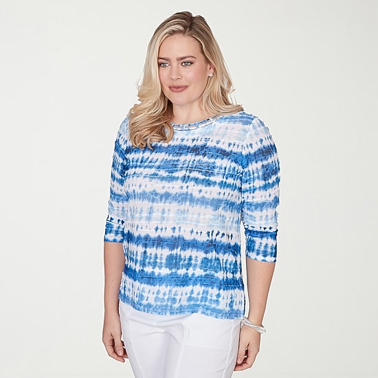 Alfred Dunner Womens Crew Neck 3/4 Sleeve T-Shirt