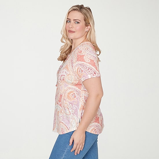 Alfred Dunner Beachcomber Womens Crew Neck Short Sleeve T-Shirt