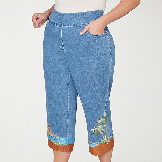 Alfred Dunner Beachcomber Womens Plus Straight Capri Pant