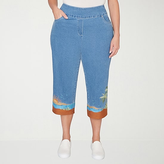 Alfred Dunner Beachcomber Womens Plus Straight Capri Pant