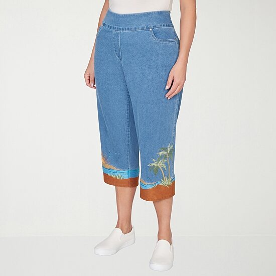 Alfred Dunner Beachcomber Womens Plus Straight Capri Pant