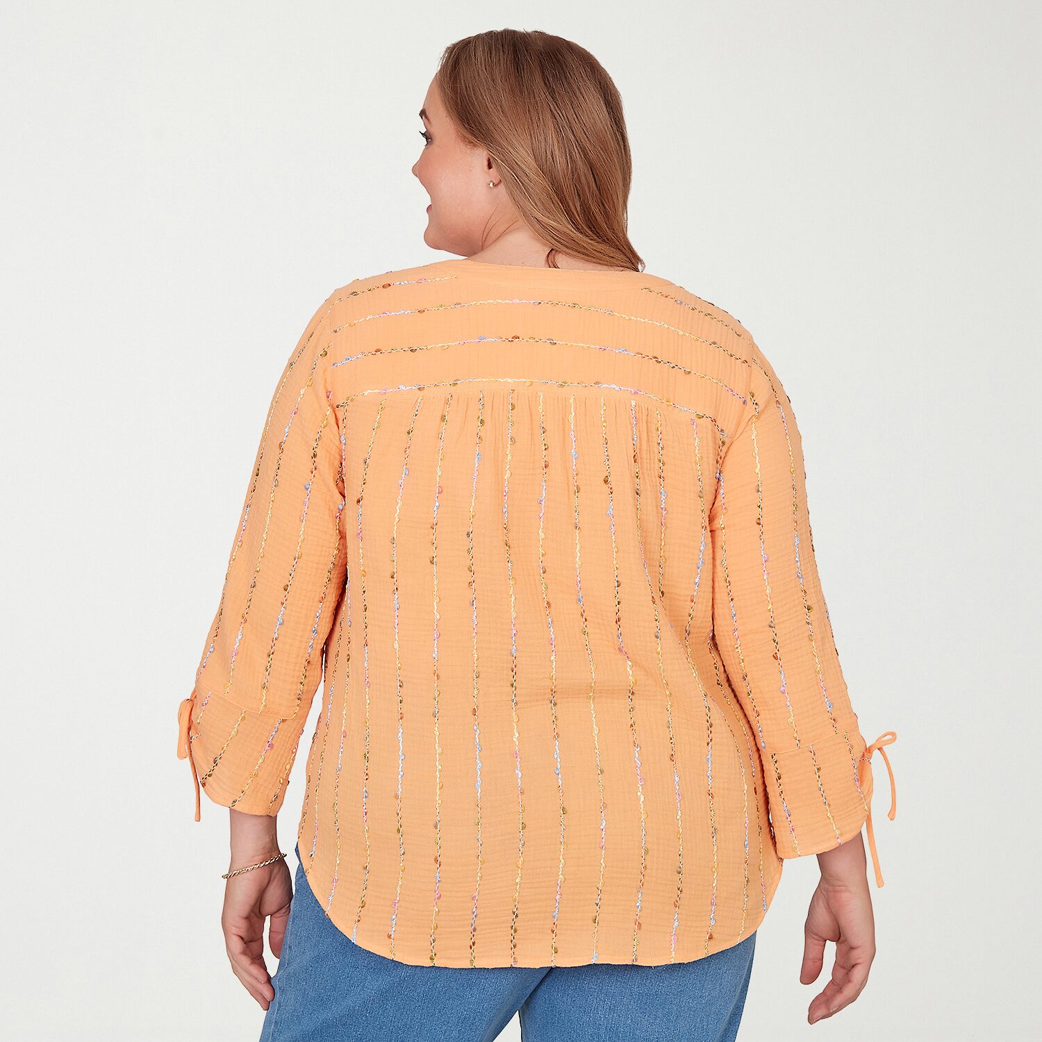 Alfred Dunner Beachcomber Womens Plus Split Crew Neck 3/4 Sleeve Blouse