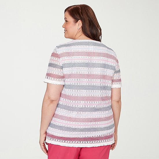 Alfred Dunner Womens Plus Crew Neck Short Sleeve T-Shirt
