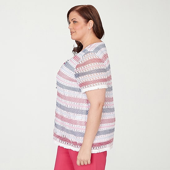 Alfred Dunner Womens Plus Crew Neck Short Sleeve T-Shirt