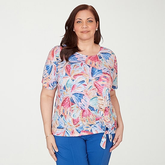 Alfred Dunner Womens Plus Crew Neck Short Sleeve T-Shirt