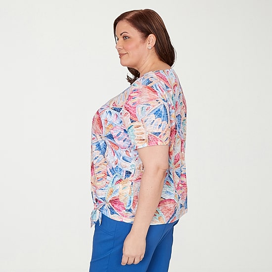 Alfred Dunner Womens Plus Crew Neck Short Sleeve T-Shirt