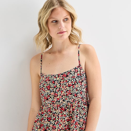 Hurley Womens Juniors Straight Neck Sleeveless Sundress