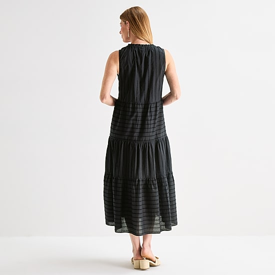 Liz Claiborne Womens Midi V Neck Sleeveless Peasant Dress