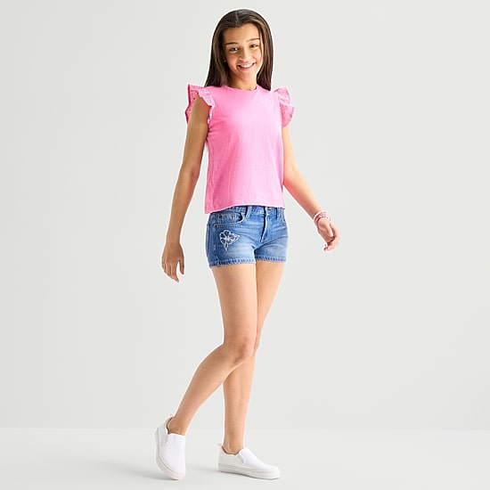 Thereabouts Little & Big Kid Girls Adjustable Waist Low Rise Denim Short