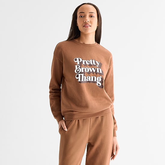Hope & Wonder Black History Month Pretty Brown Thing Womens Crew Neck Long Sleeve Sweatshirt