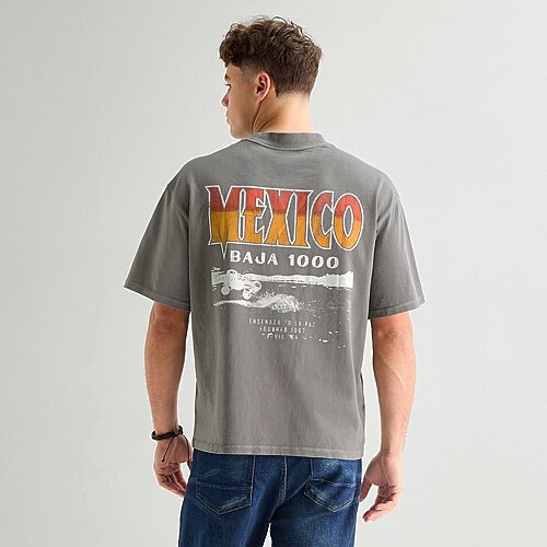 Arizona Mens Crew Neck Short Sleeve Boxy Fit Graphic T-Shirt, Xx-large, Gray