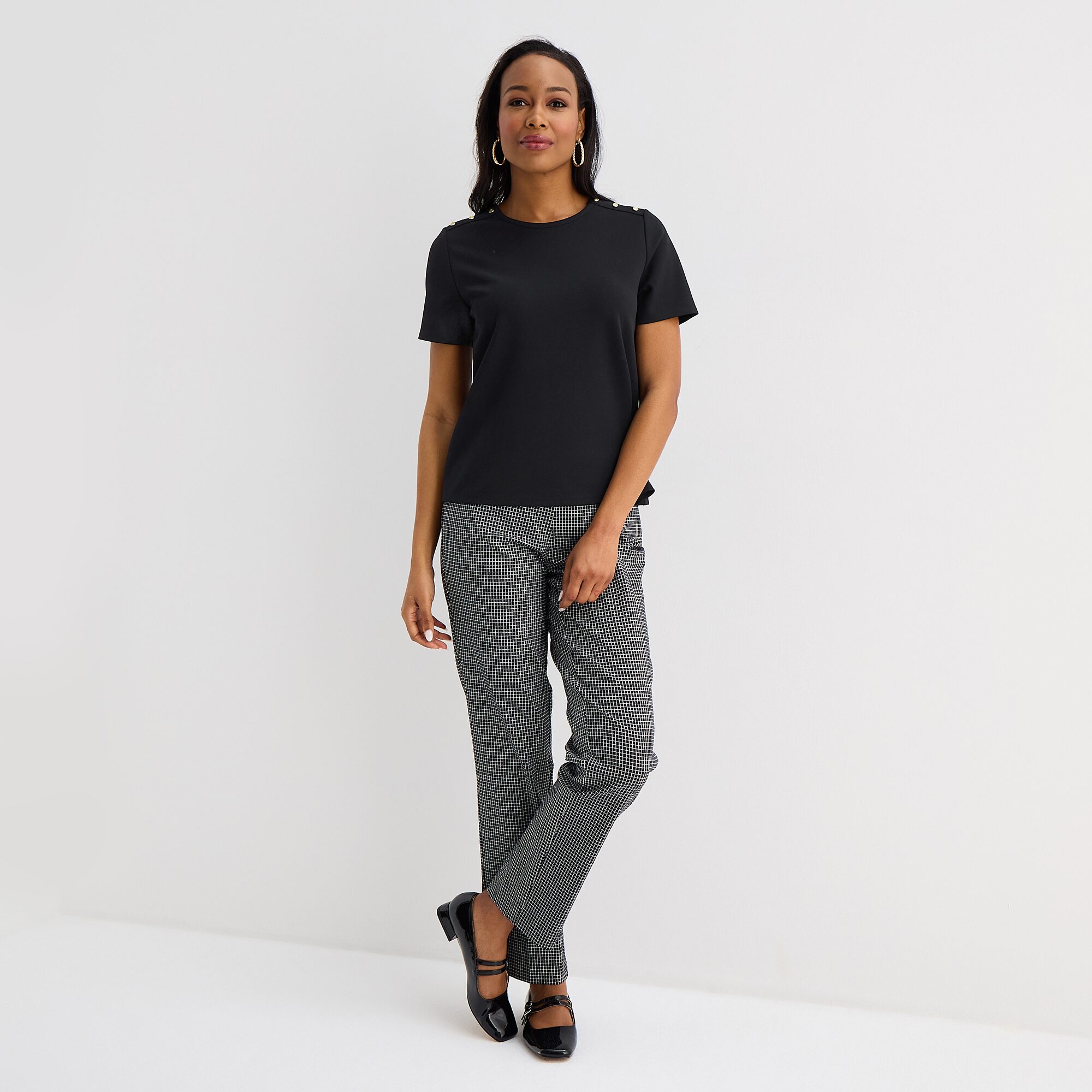Liz Claiborne Womens Tall Crew Neck Short Sleeve Blouse